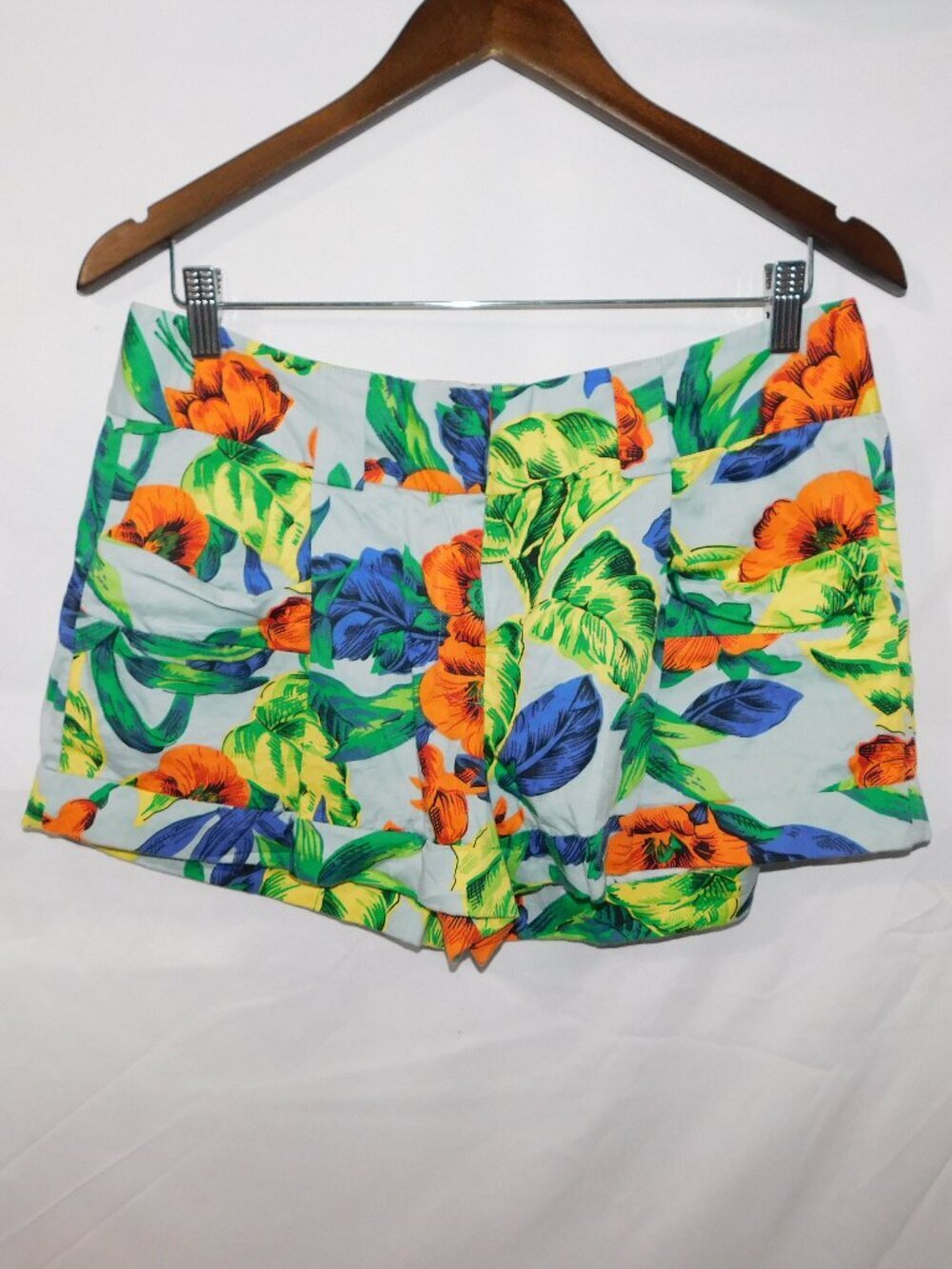 French Connection Floral Cotton Shorts Tropical Blue orange Green Women 6